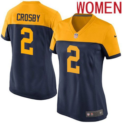 Women Green Bay Packers #2 Mason Crosby Navy Blue Nike Alternate Game NFL Jersey->women nfl jersey->Women Jersey